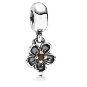 Retired* Pandora Black Spinel Charm with 14kt Gold and Sterling Silver